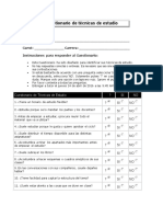 Cuestionario de Técnicas de Estudio