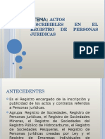 Actos Inscribibles en El Registro de Personas Juridicas