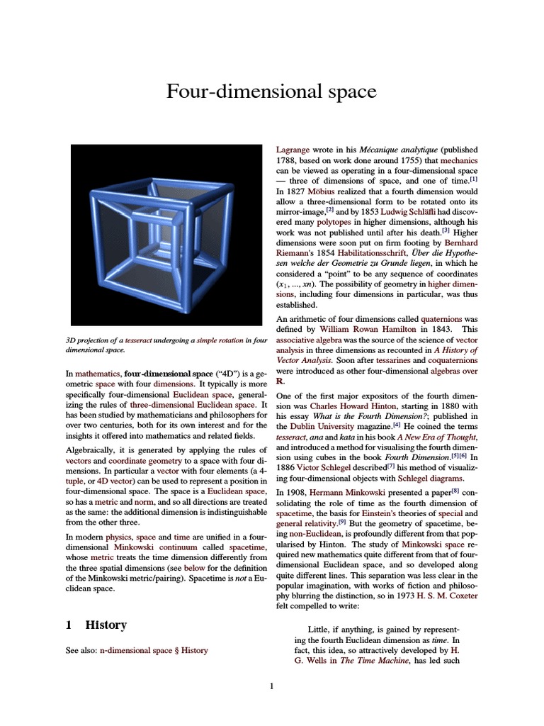 Understanding Four-Dimensional Space | PDF | Geometry | Space