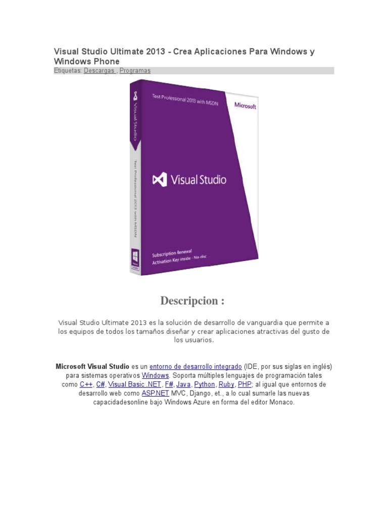 Visual Studio Ultimate 2013 | PDF | Informática