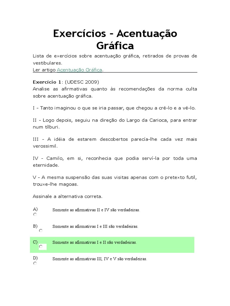 Exercícios de Acentuação Gráfica | PDF | Sílaba | Voz humana