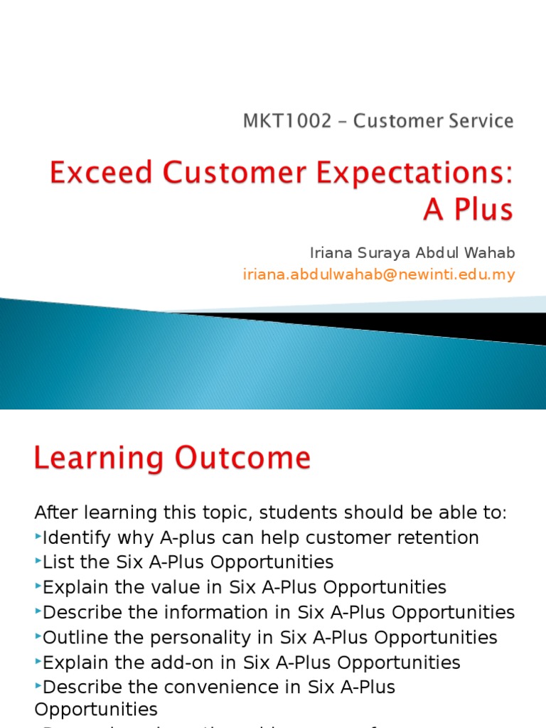 Exceeding Customer Expectations with A-Plus | PDF | Sales | Psychology