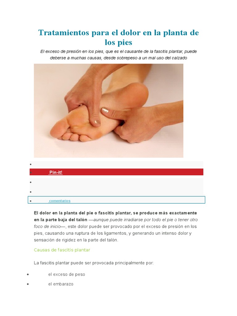 Tratamientos Para El Dolor en La Planta de Los Pies Foot