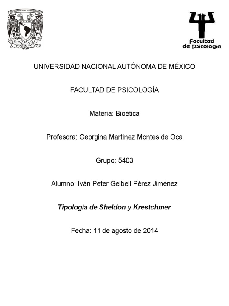 Tipología de Sheldon y Krestchmer PDF Sicología Ciencias del