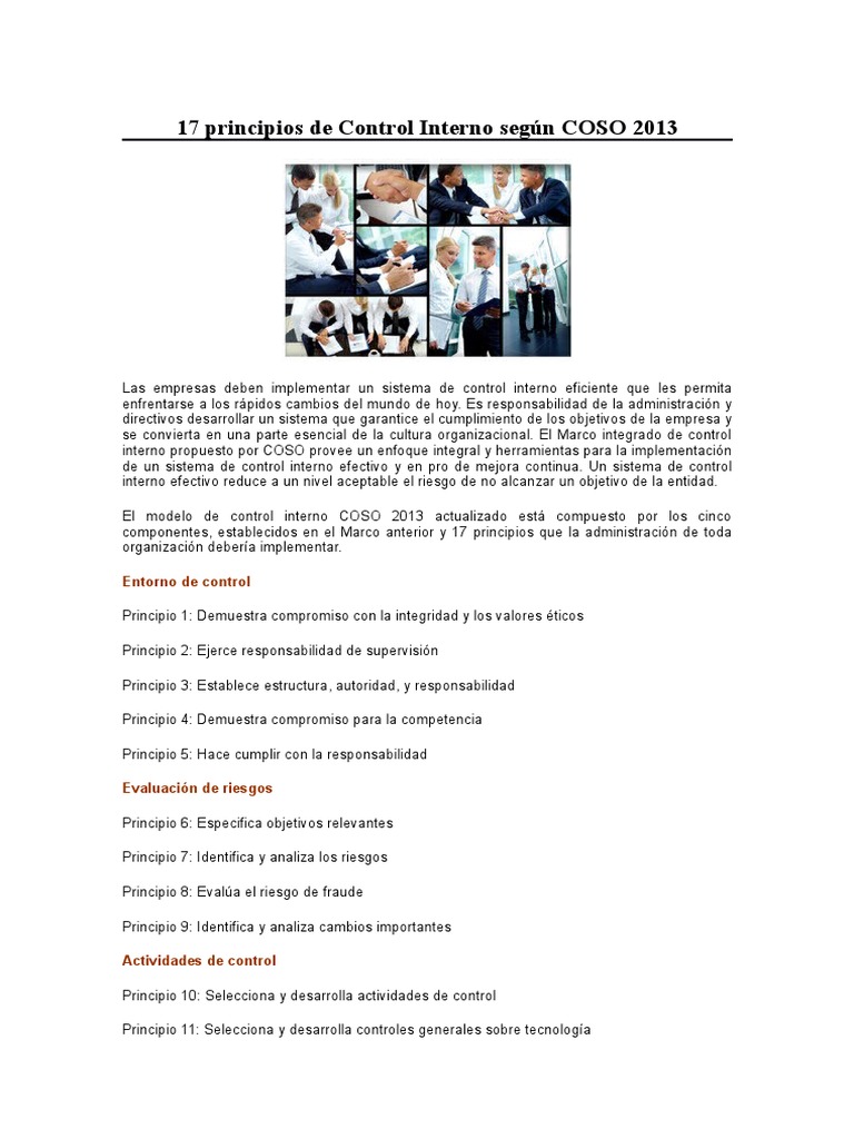17 principios de control interno seg n coso 2013 pdf