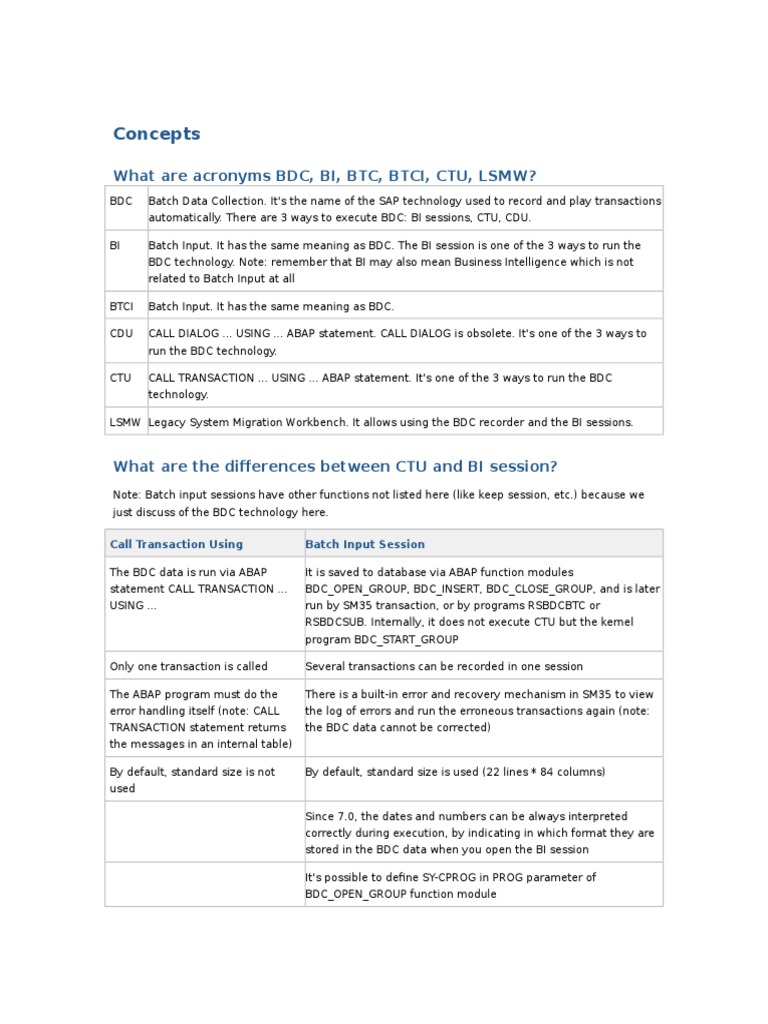 BDC Concepts in SAP | PDF | Computing | Software