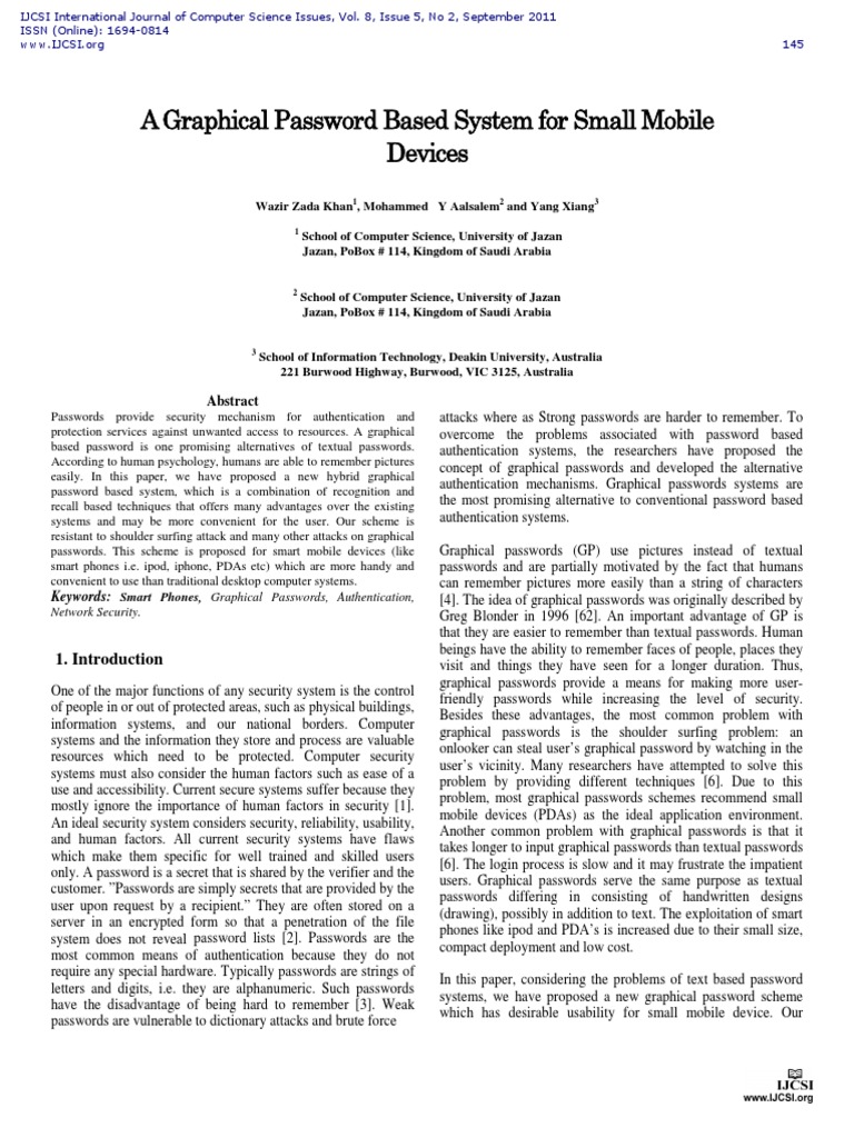 Graphical Passwords for Mobile Devices | PDF | Computers | Technology ...