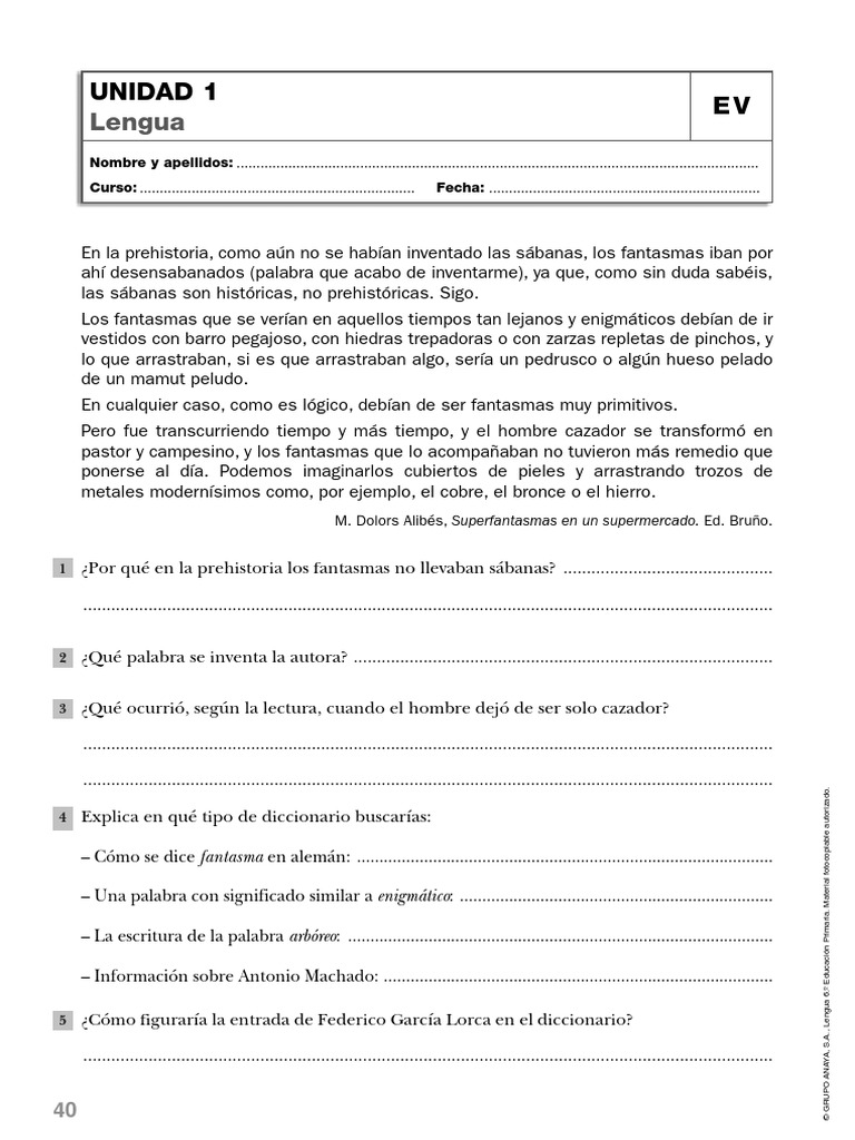 Ev 1 Lengua 6Âº PDF | PDF | Estudios de idiomas extranjeros