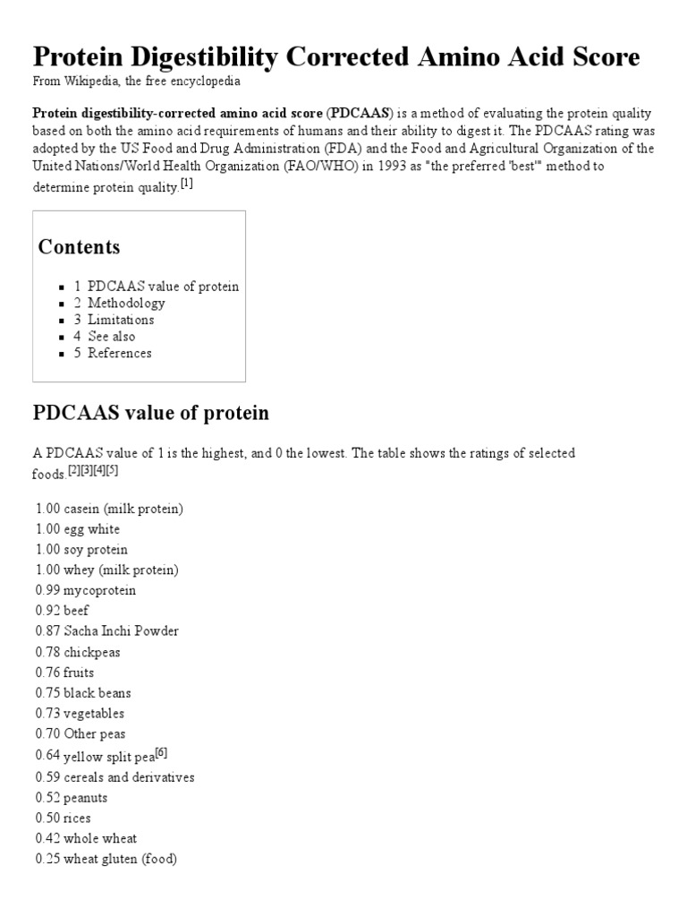 Protein Digestibility Corrected Amino Acid Score | PDF | Determinants ...