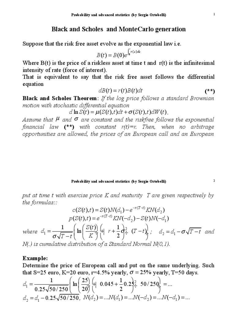Valuing Options Using BlackScholes Formula and Monte Carlo Simulation