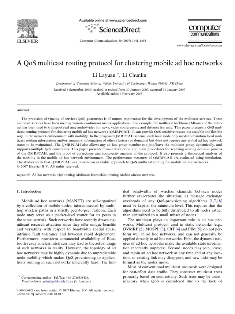A Qos Multicast Routing Protocol For Clustering Mobile Ad Hoc Networks ...