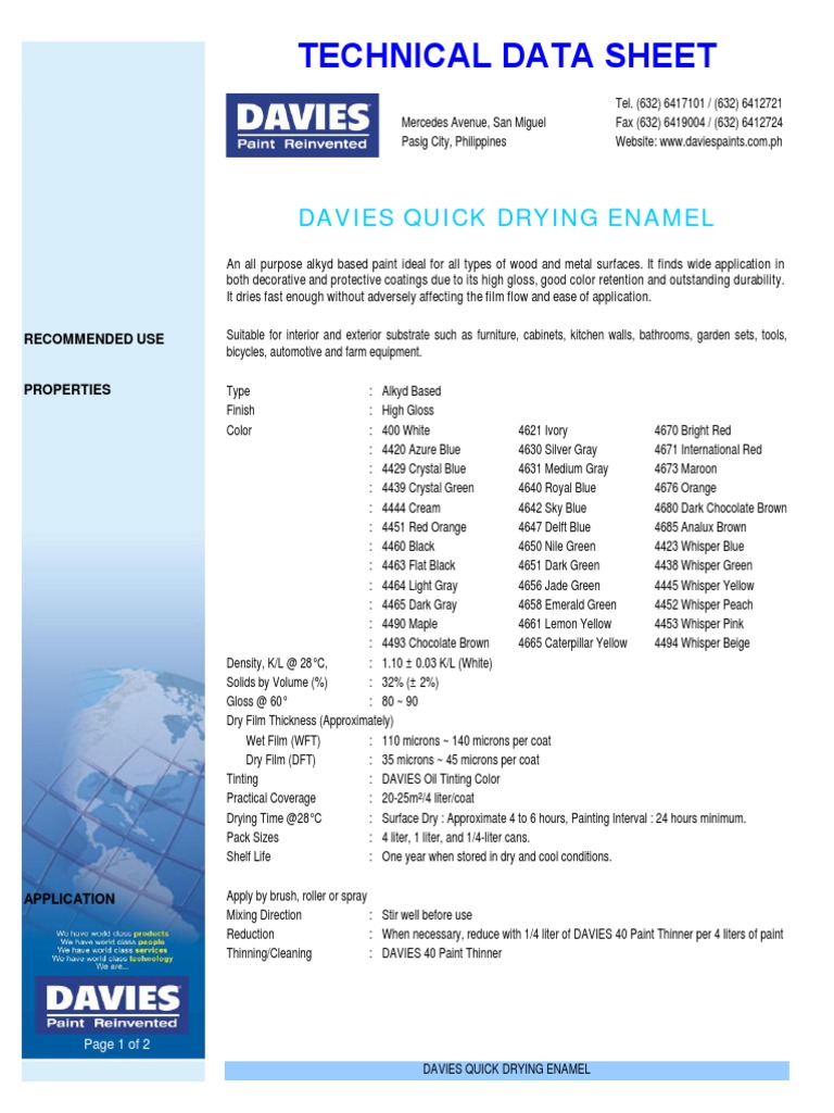 Davies Gloss It Tds PDF Paint Manmade Materials