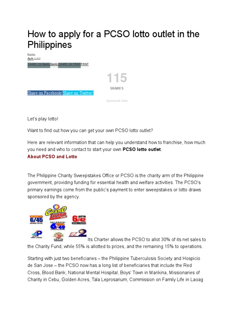 pcso lotto outlet franchise