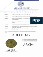 Proclamation for 'Adele Day' in Minnesota