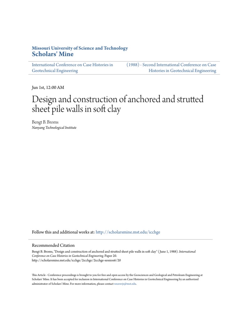Anchored Sheet Pile Wall Design in Clay | PDF | Deep Foundation ...