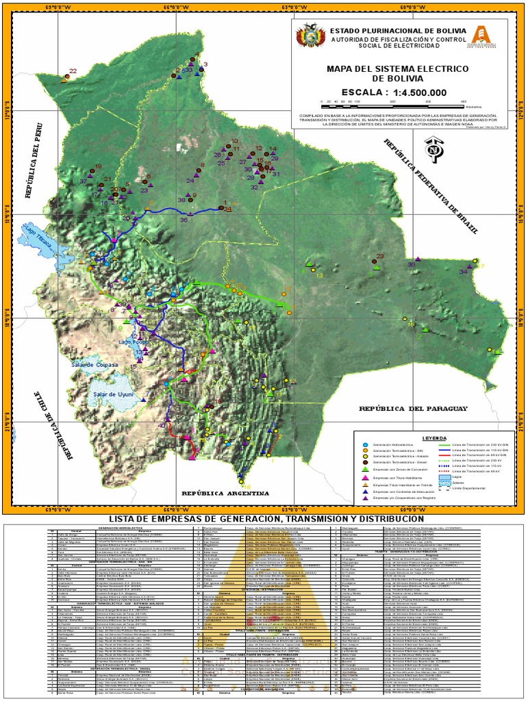 Mapa Del Sistema Electrico de Bolivia PDF | PDF | Bolivia | Generación ...