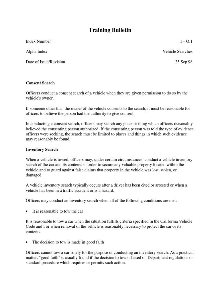Training Bulletin PDF | PDF | Search And Seizure | Probable Cause