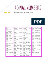 Ordinal Numbers Taller para Cuarto