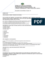 Avaliação de História 6º Ano "A"