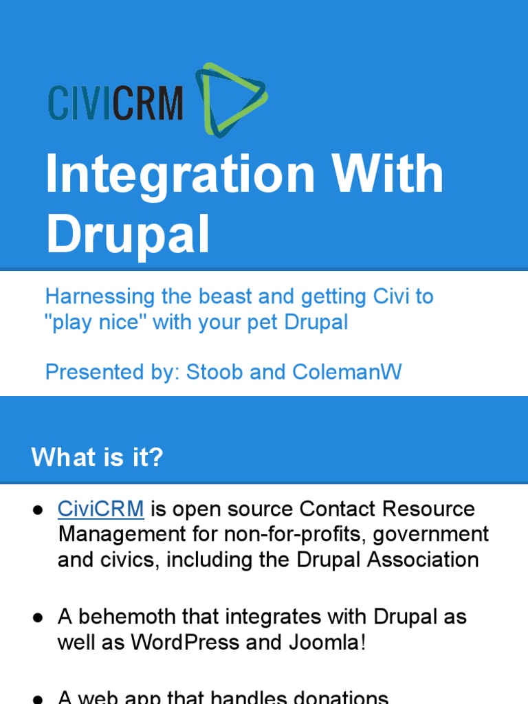 CiviCRM & Drupal Integration Guide | PDF | Drupal | Websites