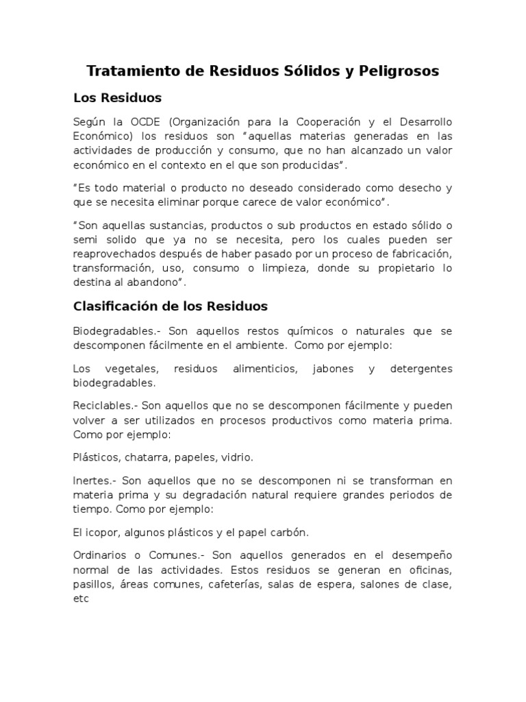 Tratamiento de Residuos Sólidos y Peligrosos | PDF | Residuos | Cromo