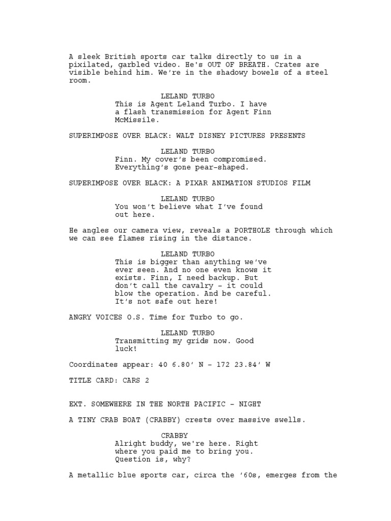 12 Screenplay Cars 2 2011 | PDF | Nature