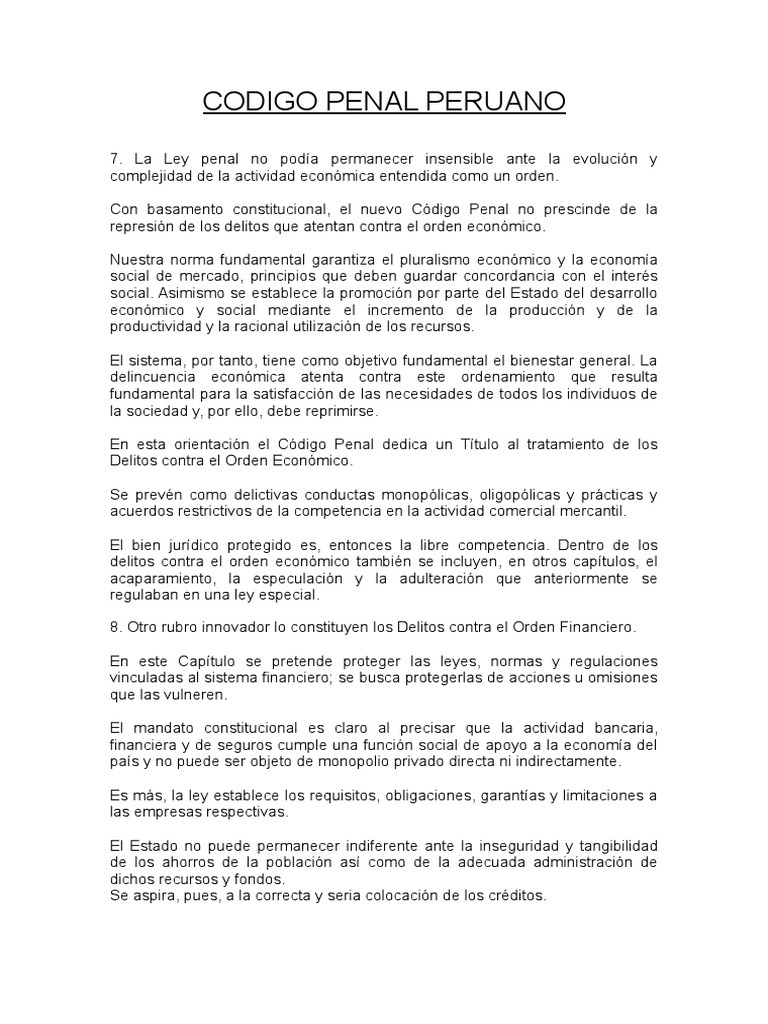 Codigo Penal Peruano Castigos Derecho penal