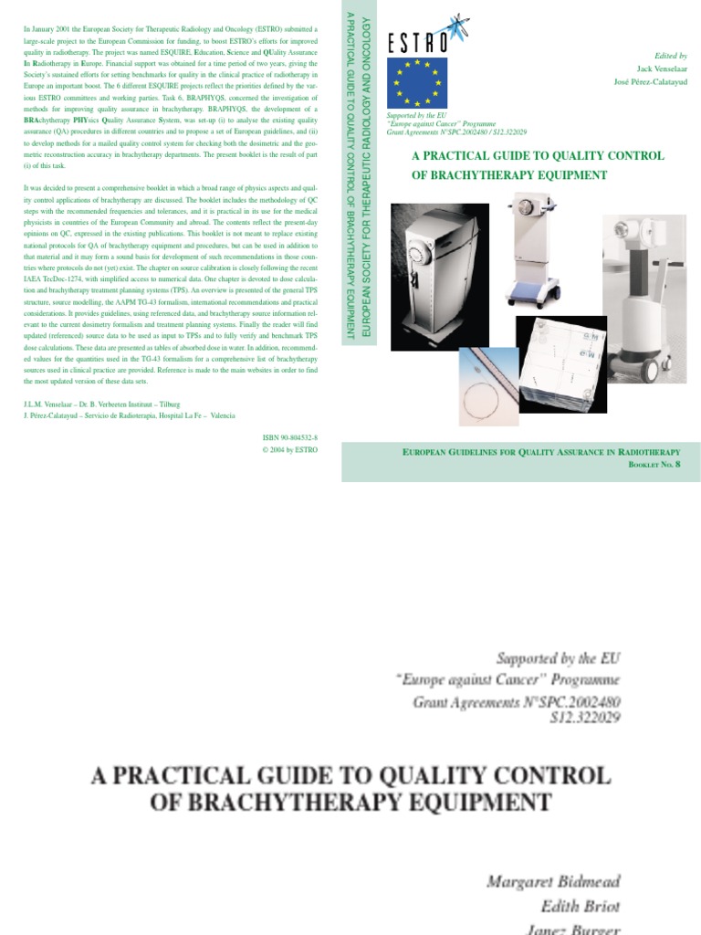 Estro Practical Guide in Brachytherapy Qa PDF PDF Radiation