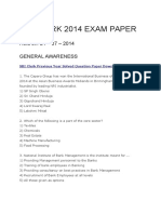 Sbi Clerk 2014 Exam Paper