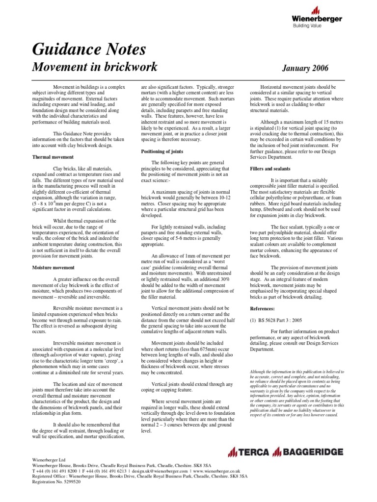 Movement In Brickwork Jan 06 Brick Mortar Masonry Movement In Brickwork Jan 06 Brick Mortar Masonry