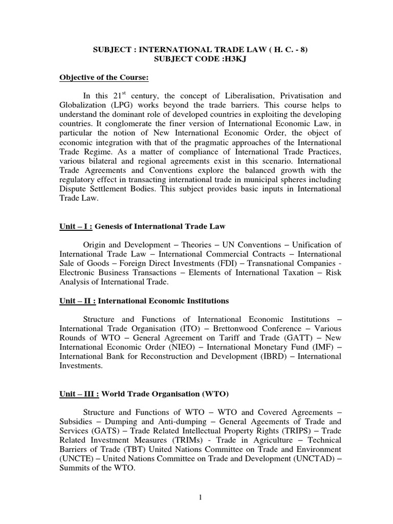 International Trade Law | PDF | World Trade Organization ...