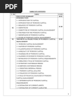 Working Capital Management-SMU Project Report - Table of Contents