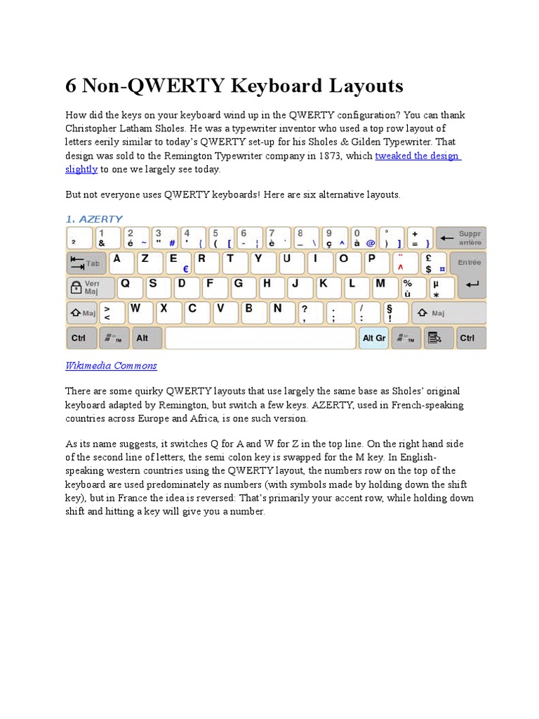 6 NonQWERTY Keyboard Layouts PDF Computer Keyboard Input/Output