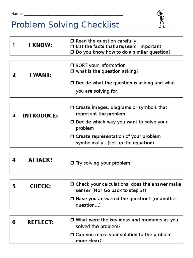 problem solving checklist for students