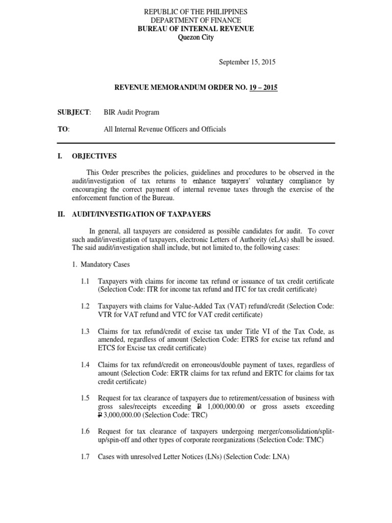 Rmo no 19 2015 pdf tax refund value added tax