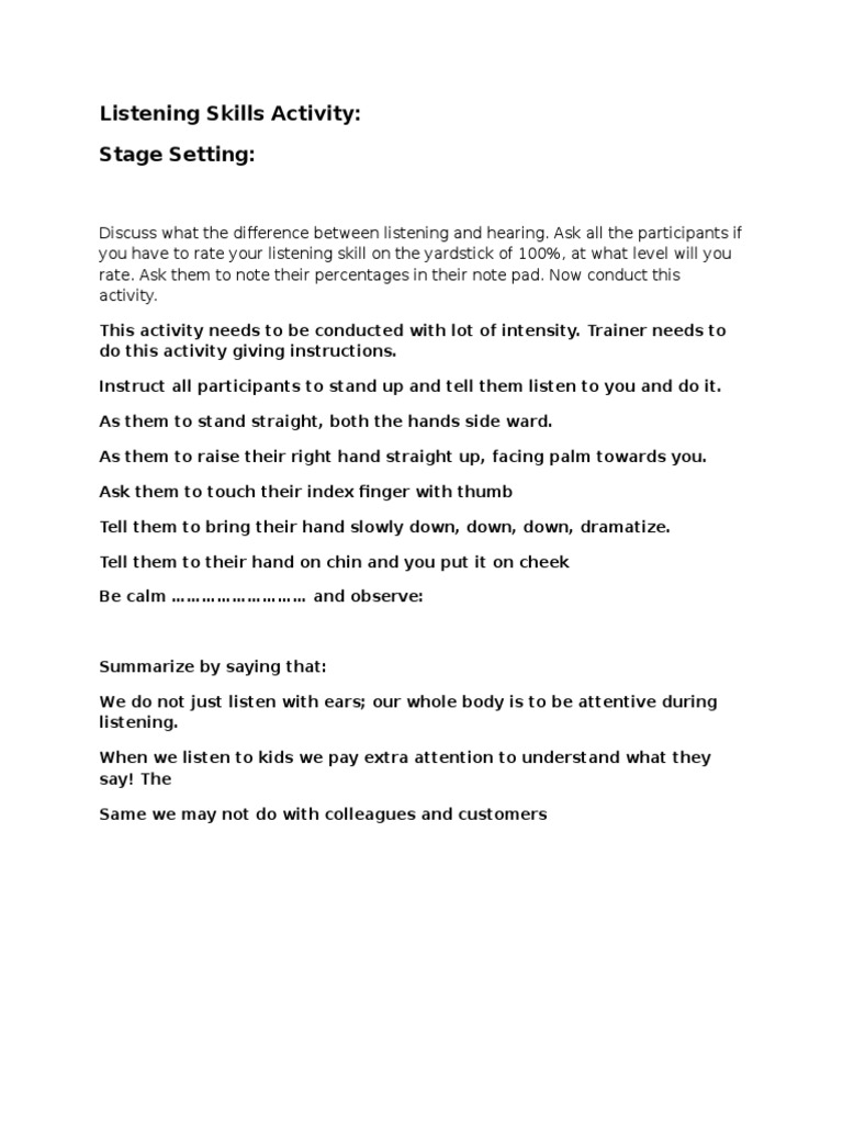 Enhancing Listening Skills Activity | PDF | Career & Growth