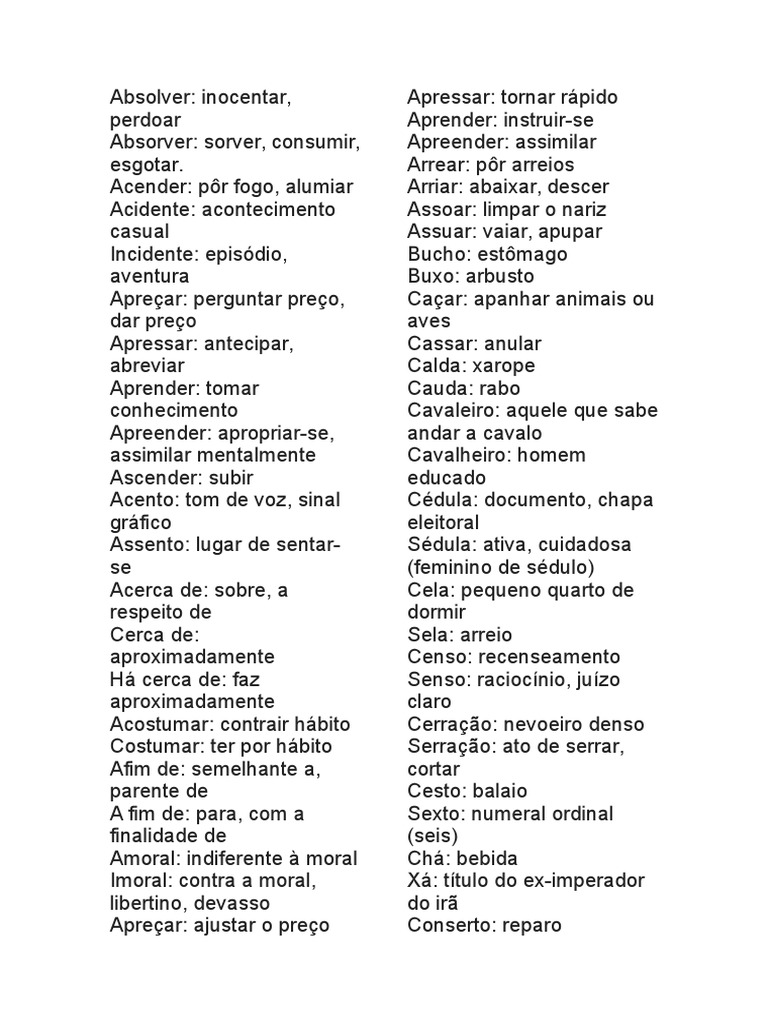 Lista de Paronimos