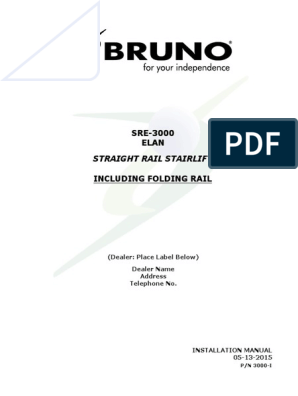 Bruno Elan Sre 3000 Stair Lift Installation Manual 05 13 2015