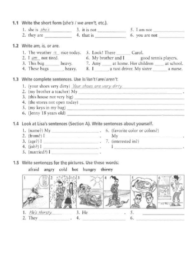 Ejercicios Verb To Be y Pronouns | PDF