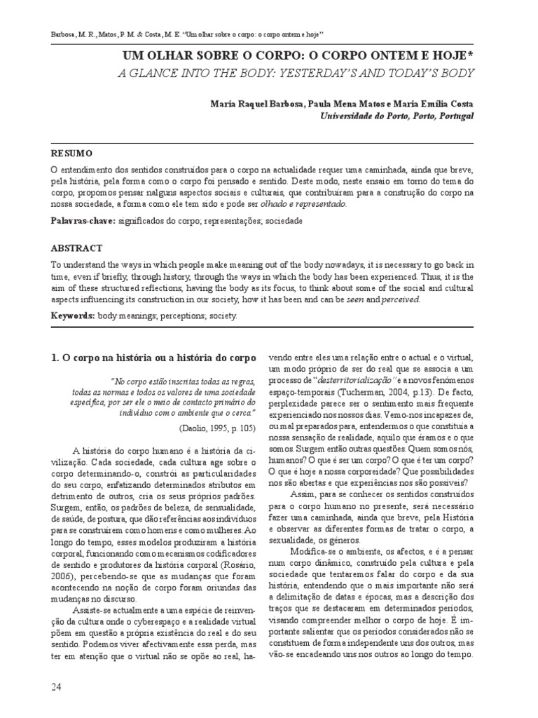 Corpo Ontem e HJ PDF | PDF | Science | Sociologia