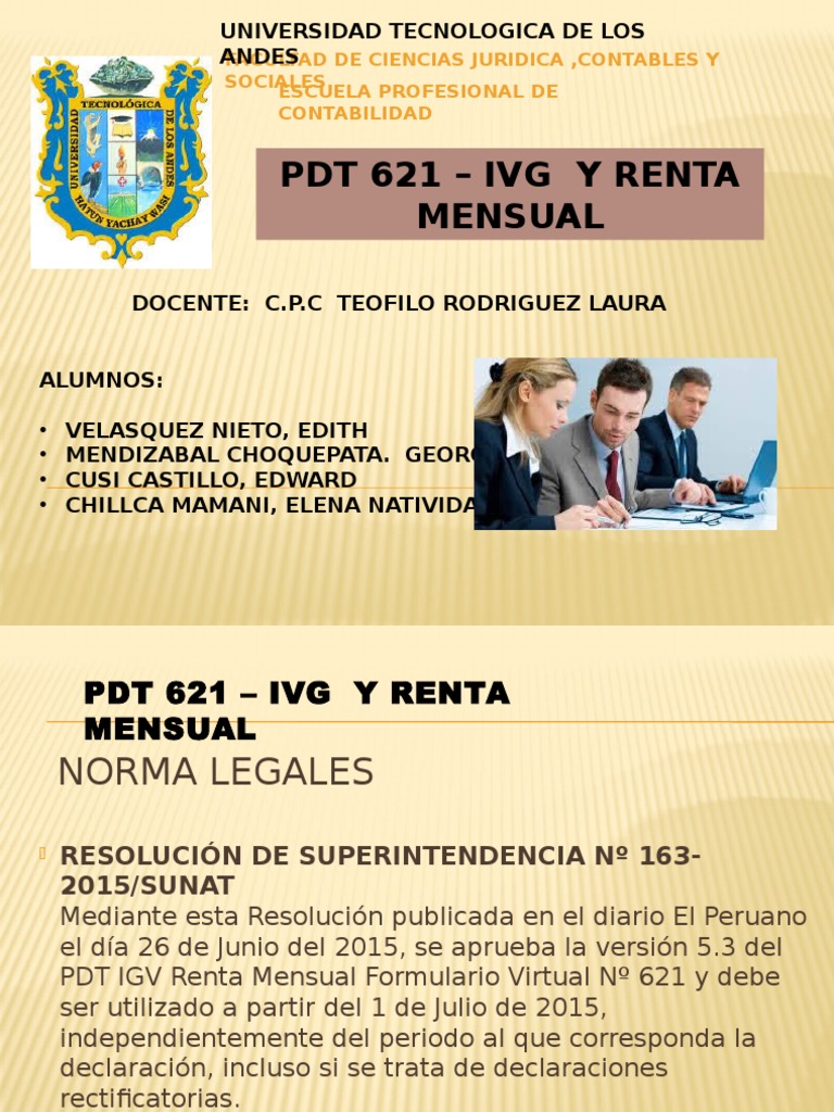 Guía del PDT 621: IGV y Renta Mensual | PDF | Exportaciones | Impuestos