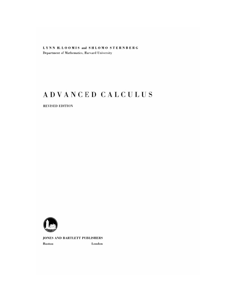 Advanced Calculus Loomis, Sternberg SemiRiemann Geometry and