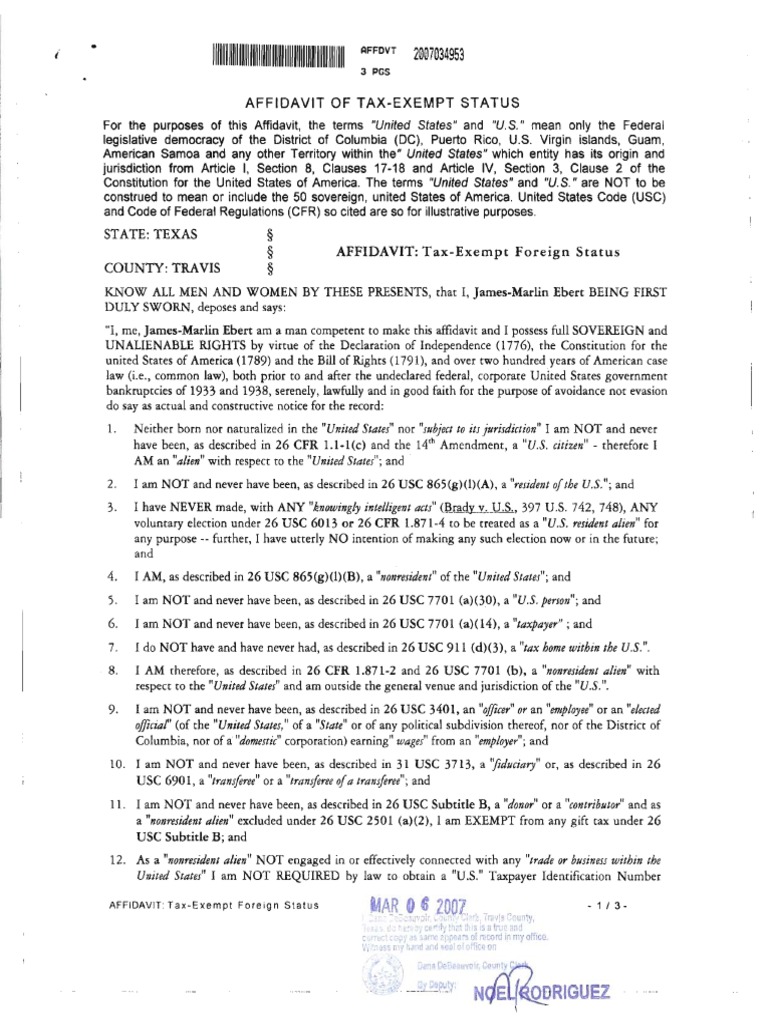 Affidavit Tax Exempt | PDF