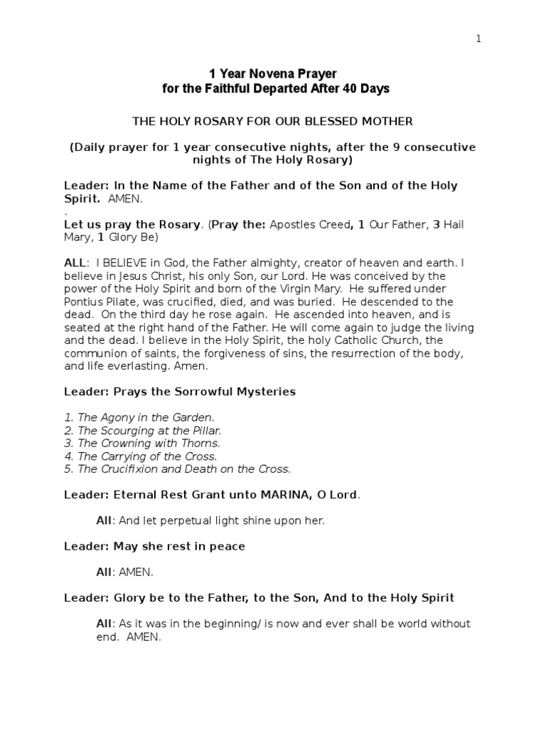 40-Day Novena for the Faithful Departed | PDF | Rosary | God The Father