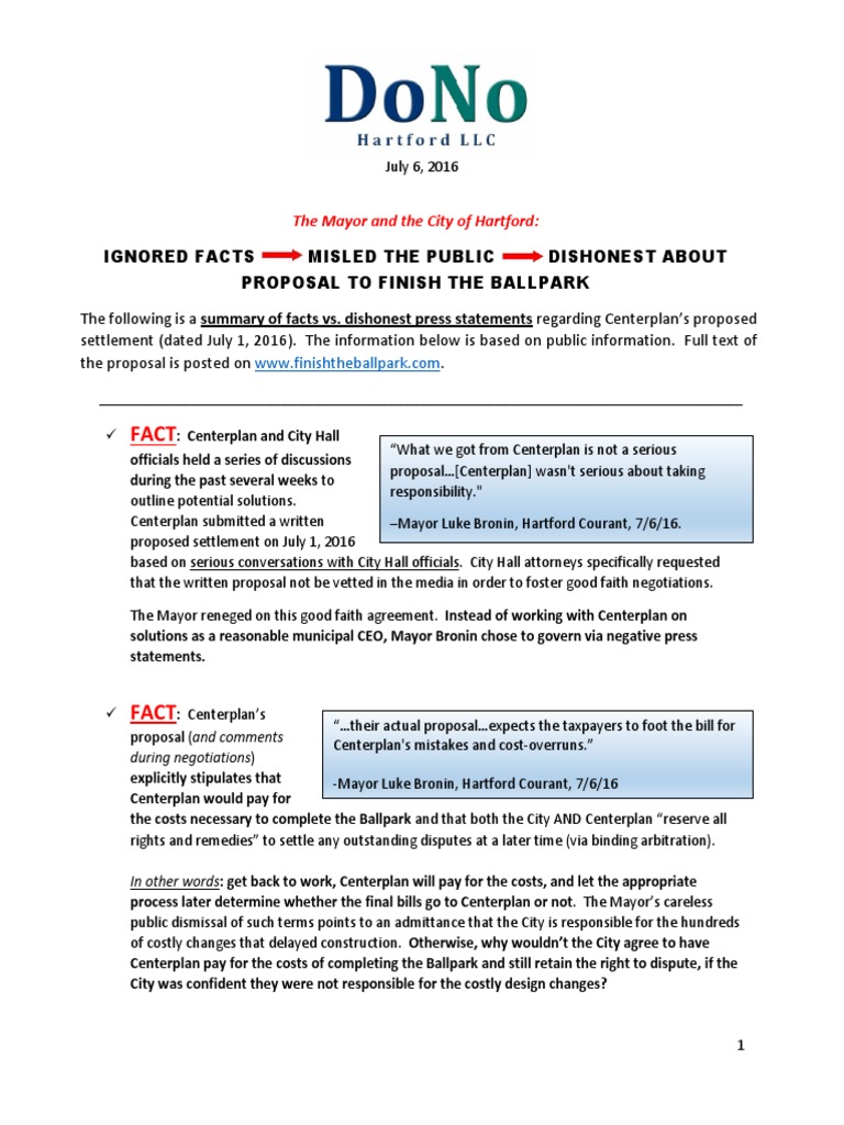Ballpark Fact Sheet 7.6.16 | PDF | Negotiation | Government Information