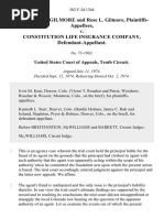 Merritt Victor Gilmore and Rose L. Gilmore v. Constitution Life Insurance Company, 502 F.2d 1344, 10th Cir. (1974)