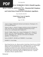 American Postal Workers Union v. React Postal Services, Inc., Mountain Bell Telephone Company and United States Postal Service, 771 F.2d 1375, 10th Cir. (1985)