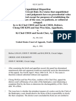 In Re Ki Chul Choi and Sarah Choi, Debtors. Chong Oh Kim and Sun Woo Kim v. Ki Chul Choi and Sarah Choi, 932 F.2d 975, 10th Cir. (1991)