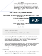 Joan E. Oswald v. Health & Human Services Secretary, A/K/A Louis W. Sullivan, M.D., 16 F.3d 416, 10th Cir. (1994)