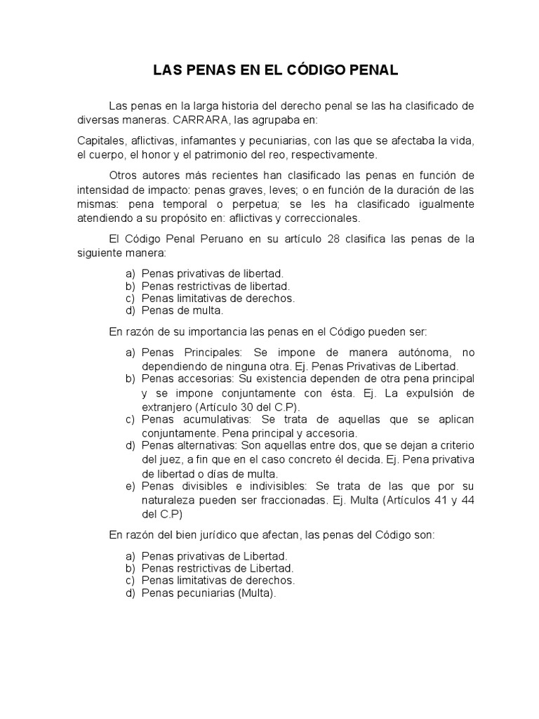Las Penas en El Código Penal Life Imprisonment Punishments